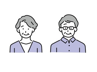 シニア世代の夫婦のイラスト(お爺ちゃん、お婆ちゃん、年金、老後、暮らし、趣味、保険、健康、医療費、介護) Illustrations of senior generation couples (grandpa, grandma, pension, old age, living, hobbies, insurance, health, medical expenses, nursing care)