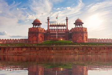 Red Fort of India, Delhi, famous fortress sunny day view view