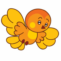 cute brown bird, cartoon illustration, isolated object on white background, vector,