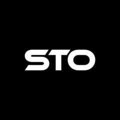 STO letter logo design with black background in illustrator, vector logo modern alphabet font overlap style. calligraphy designs for logo, Poster, Invitation, etc.