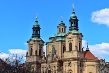 St. Nicholas Church at the old town square, the most famous Baroque church in Prague, Czech Republic.
