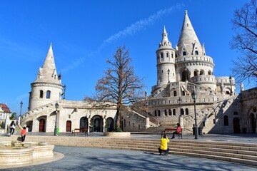 The Halászbástya or Fisherman's Bastion is a terrace in neo-Gothic and neo-Romanesque style situated on the Castle hill in Budapest, HANGARY.