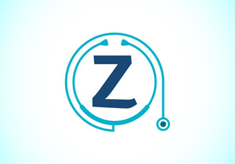 Initial Z monogram alphabet with doctor stethoscope. Vector stethoscope logo or icon. Logo for medical and pharmaceutical business and company identity