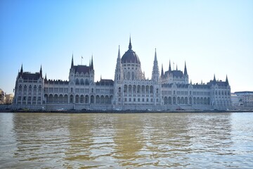 Fototapeta premium Hungarian Parliament Building also known as the Parliament of Budapest, This place is the seat of the National Assembly of Hungary. Located along the Danube River.