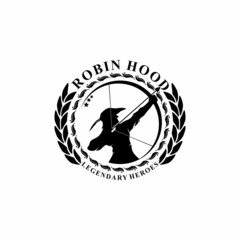 legendary hero's robin hood silhouette. mythical robin hood the warrior logo in the form of coins - obrazy, fototapety, plakaty