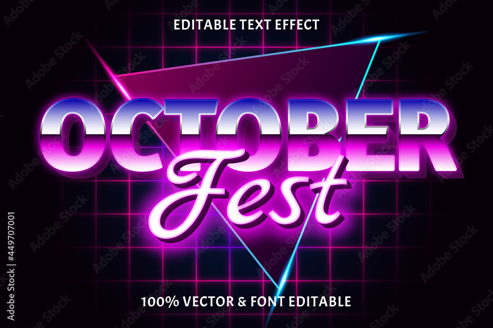 Wall mural October fest editable text effect retro style