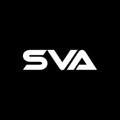 SVA letter logo design with black background in illustrator, vector logo modern alphabet font overlap style. calligraphy designs for logo, Poster, Invitation, etc.