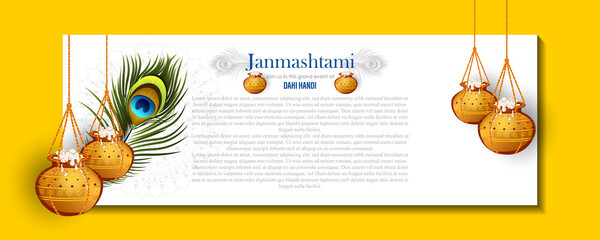 illustration of  Janmashtami invitation card, Lord Krishna in Janmashtami festival of India © GREEN STUDIO
