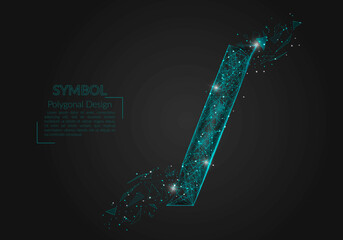 Abstract isolated blue image of a slash sign. Polygonal illustration looks like stars in the blask night sky in spase or flying glass shards. Digital design for website, web, internet. © Katsiaryna