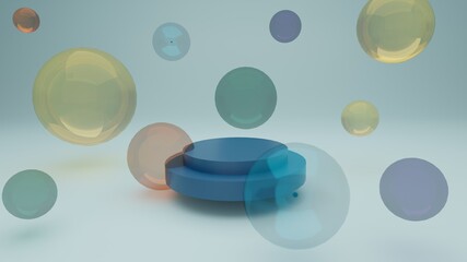 3d colorful bubble podium