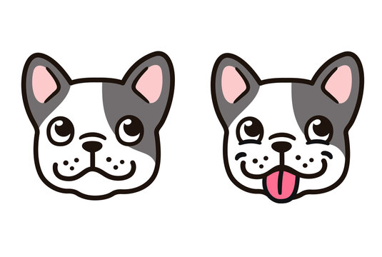 Cute cartoon French Bulldog face