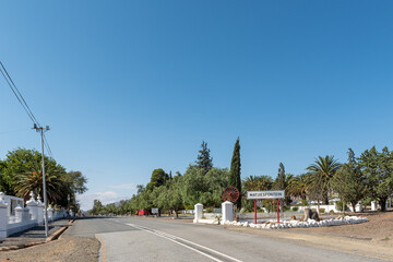 Name board at the entrance to Matjiesfontein