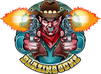 wild west gunfighter with blazing guns