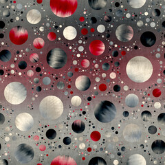 Seamless abstract circle geo pattern surface print. High quality illustration. Gorgeous design of random packed circles filled with tie dye patches. Psychedelic modern floor swatch. Textured material.