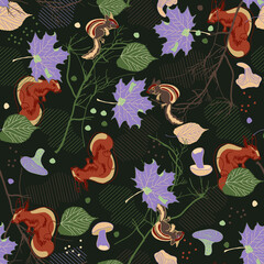 seamless pattern with squirrel and chipmunk