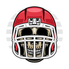 Skull wearing american football helmet