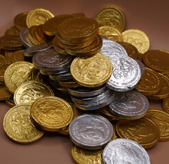 stack of coins pile of gold coins lined up