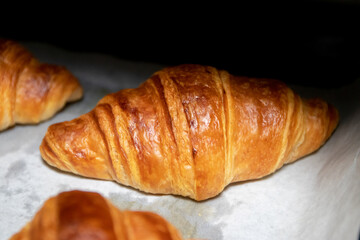 Fresh croissants just out of the oven.