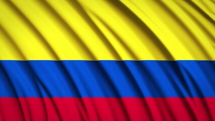 Colombia flag. Waving national flag. State symbols. Realistic 3D render. 