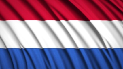 Netherlands flag. Waving national flag. State symbols. Realistic 3D render. 