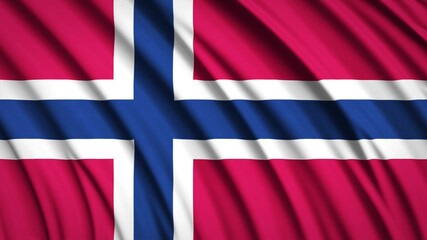 Norway flag. Waving national flag. State symbols. Realistic 3D render. 