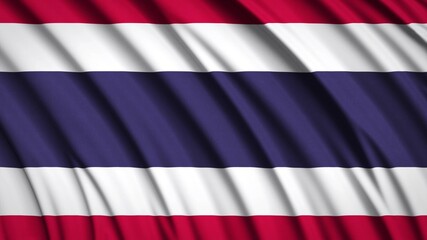 Thailand flag. Waving national flag. State symbols. Realistic 3D render. 