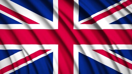 United Kingdom flag. Waving national flag. State symbols. Realistic 3D render. 