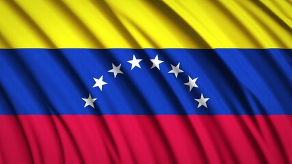 Venezuela flag. Waving national flag. State symbols. Realistic 3D render. 