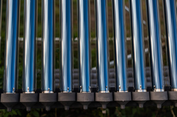 Close-up of a solar water heating system