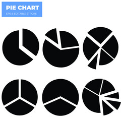 Pie Chart Collection Vector Design for Business, Finance, Graphic Resources. EPS 8 Editable Stroke