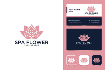 Spa flower luxury logo design and business card Premium Vector 