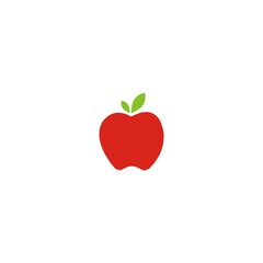 Apple icon. Vector illustration. Red apple with green leaf logo