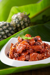 Delicious Chinese dish, sweet and sour pork trotters with plum sauce