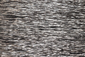 River water with waves close-up. Glare on the water.