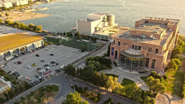 Aerial View of Concert Hall in Thessaloniki city, Greece
