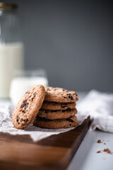 A stack of chocolate chip cookies