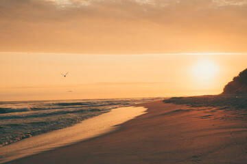 Fototapeta na wymiar Sunrise or sunset on the baltic sea