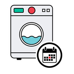 Washing machine equipment, Electric washer laundry icon, wash symbol clothes, vector illustration background