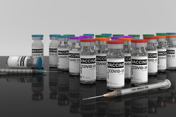 3d render concept  covid19 vaccine with white background of with copy space .