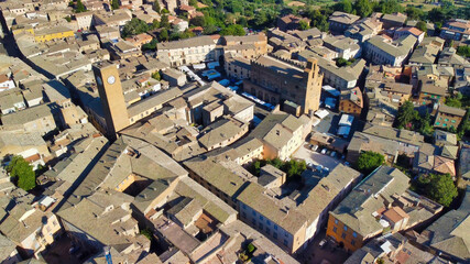 Orvieto, medieval town in central Italy. Amazing aerial view from drone.