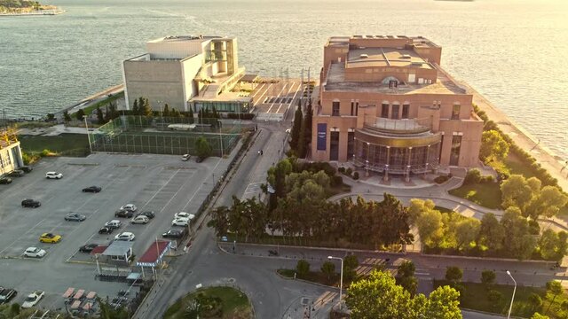 Aerial View of Concert Hall in Thessaloniki city, Greece