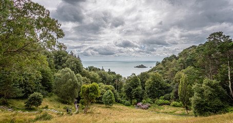 Panoramic view looking out to sea towards the eastern blackrock outcrop.