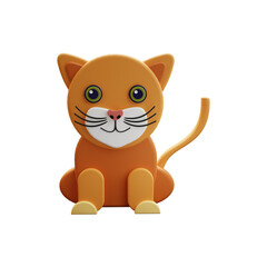 3d cute cat  illustration isolated on white background. Kitten 3d illustration isolated on white background