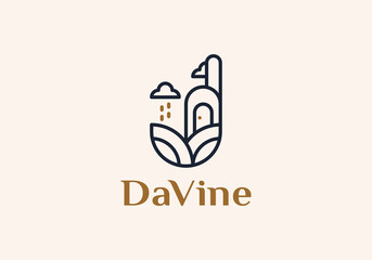 paradise resort minimalist line art logo template vector illustration design. simple modern resort logo concept
