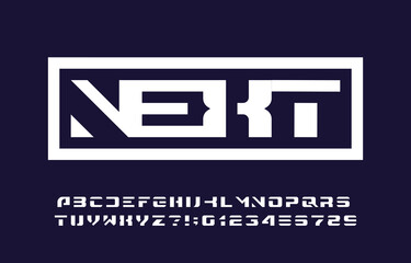 Next alphabet font. Bold letters and numbers for your logo or emblem. Stock vector typescript for typography design.