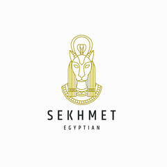 Sekhmet egyptian goddes line style logo template Premium Vector  