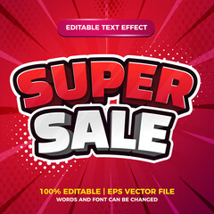 Super sale sale 3d cartoon comic editable text effect template style