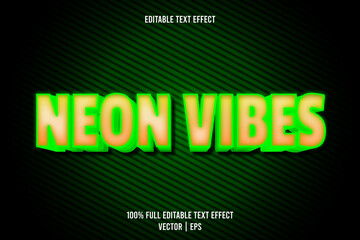 Neon vibes editable text effect 3 dimension emboss neon style