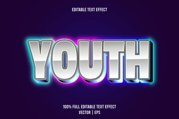 Youth editable text effect 3 dimension emboss neon style