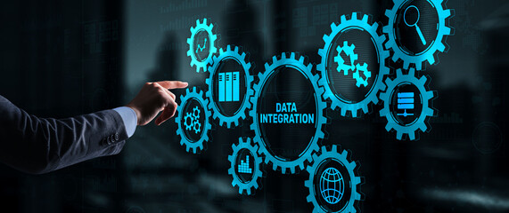 Business Technology Data integration concept on abstract background